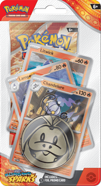 Laden Sie das Bild in den Galerie-Viewer, Pokémon Chandelure Pokemon TCG - Surging Sparks -  Premium Checklane Blister 820650859489
