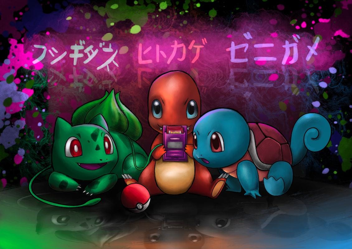 Pokémon - 1st Gen. starters Fine Art (Fotografische print)